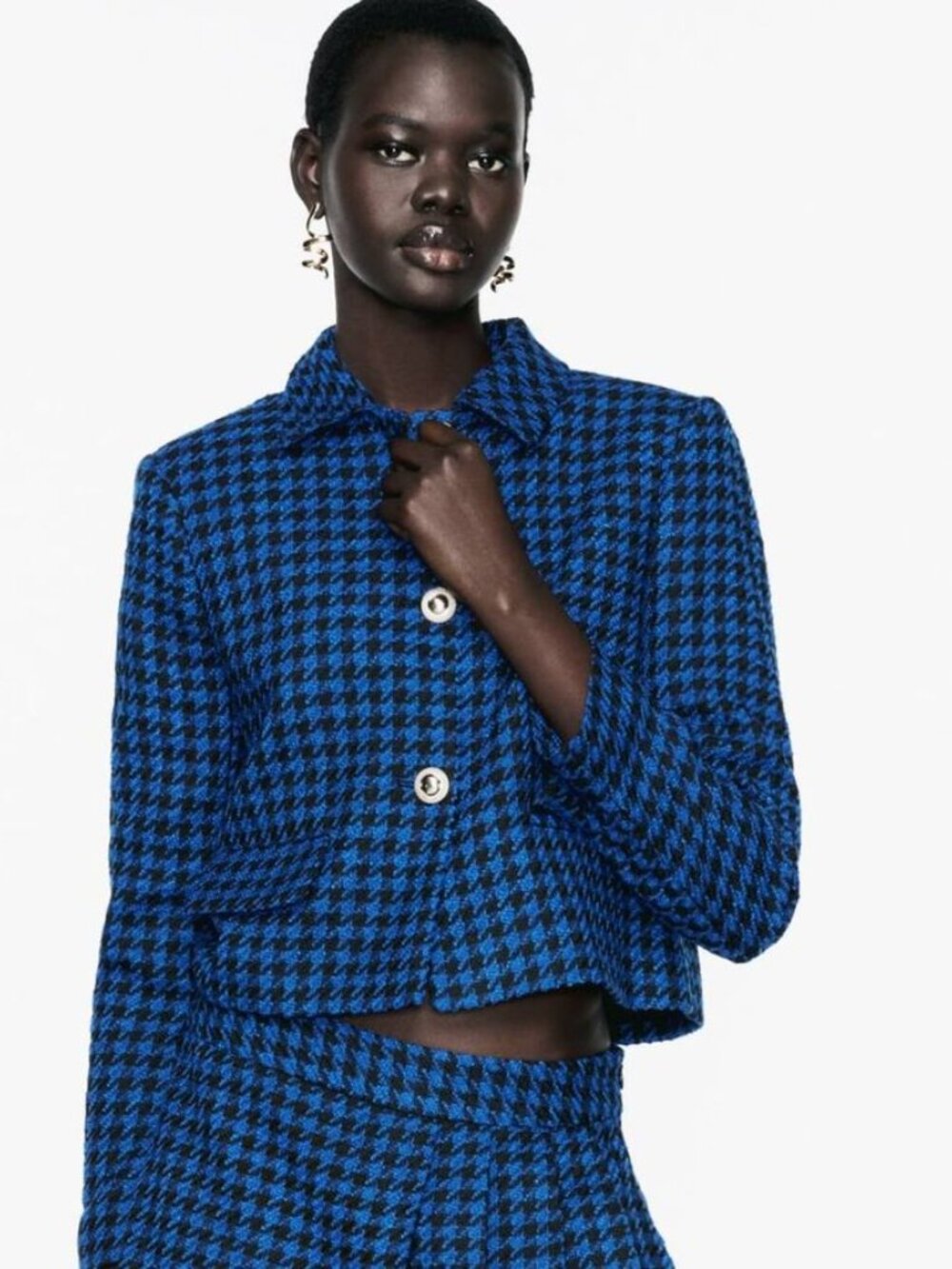 Zara Tweed Jacket & Skort Set Blue NWT